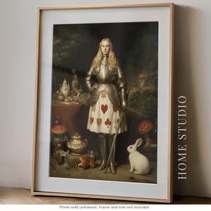 Alice in Wonderland Warrior - Fantasy Wall Art, Whimsical Fairy Tale Print, Knight Illustration, Storybook Fairytale Jabberwocky Armor Sword