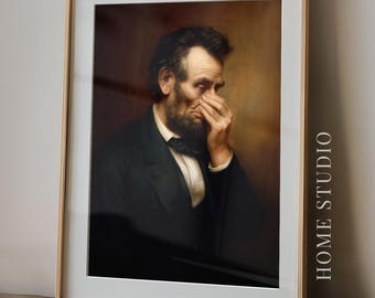 Cuadro de Lincoln para el baño - Lámina artística patriótica divertida, humor histórico para el baño, decoración para el 4 de julio