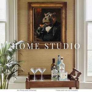 Hippo Cocktail Portrait - Vintage Bar Decor, Lounge Wall Art, Speakeasy Animal Print image 5
