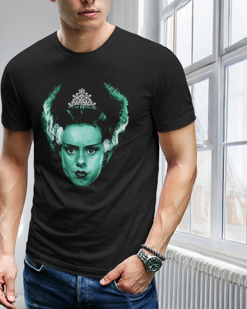 The Bride of Frankenstein Shirt Audrey Style T Shirt Cool T-Shirts Hollywood Glam Horror T-Shirt Gothic Tee Breakfast Monsters Fashion Love image 3