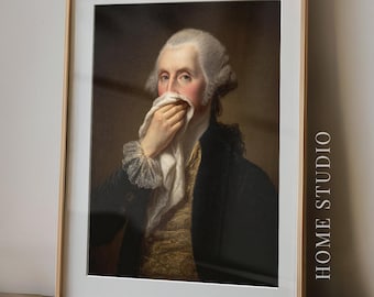 George Washington Bathroom Picture - Funny Patriotic Art Print, Bath Room Humor, July Fourth Decor