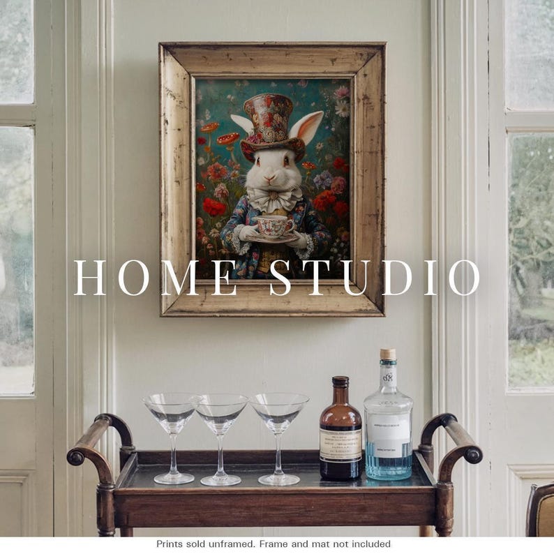 The White Rabbit Mad Hatter Art Print Unframed Victorian Vintage Animal ...