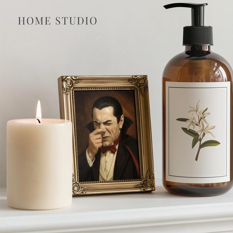 Dracula Bathroom Print - Funny Gothic Wall Art, Vampire Guest Bath Decor, Spooky Halloween Humor image 6