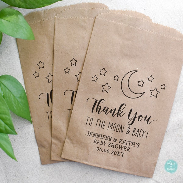 Baby Shower Favor Bags - Moon & Stars Love You To The Moon And Back Paper Cookie Candy Bar Treat Bags forBaby Shower or Baby Sprinkle