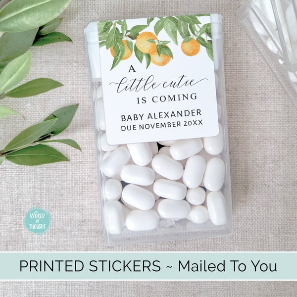 PRINTED Little Cutie Tic Tac Mint Favor Stickers, Custom Personalized Baby Shower Favor Labels | Baby Sprinkle Favor - Set of 12