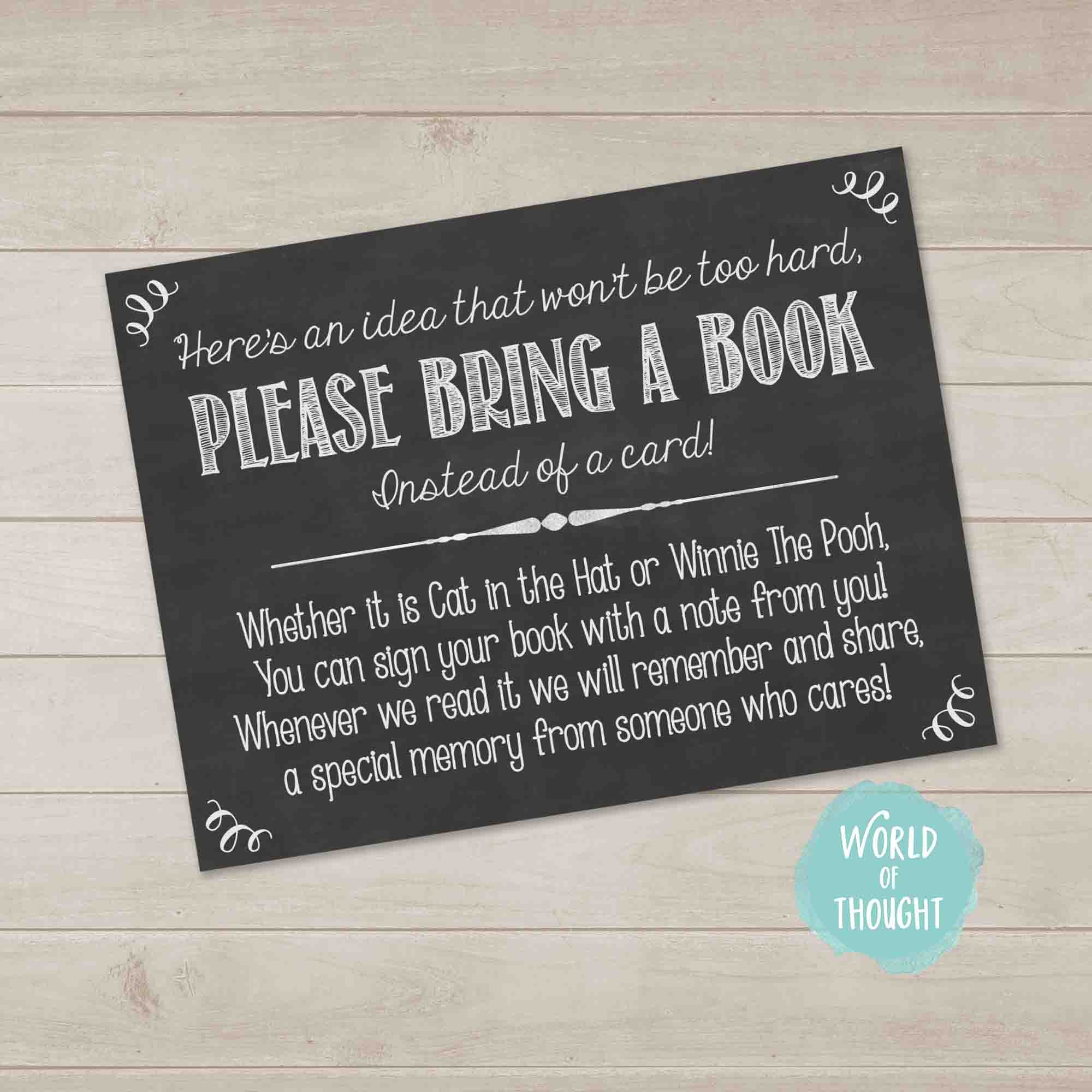Please Bring a Book Instead of a Card Insert for Baby Shower | Etsy