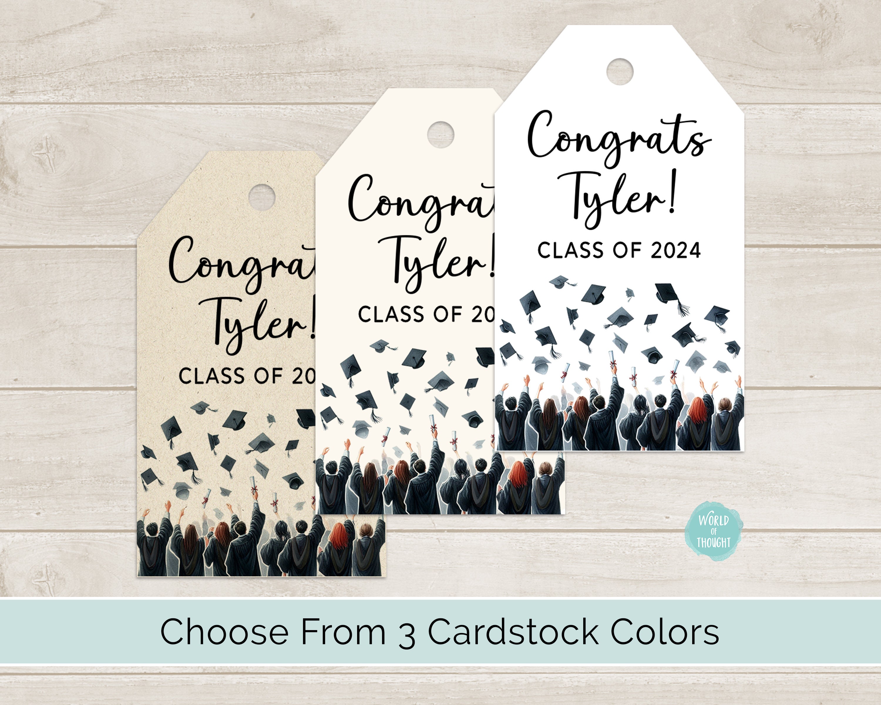 Personalized Graduation Gift Tags | Graduation Cap Toss Custom Finished ...