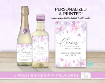 Wedding Favor Mini Wine Labels| A Lifetime of Butterflies | Wedding Champagne Sticker, Bridal Shower Favor, Wedding Table Decor