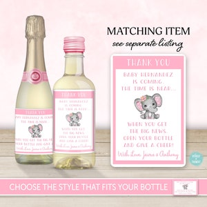 PRINTED Elephant Girl Flower Theme Baby Shower Water Bottle Label Wrap Personalized Water Bottle Labels WT002P image 5