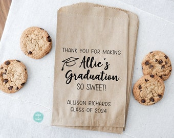 Graduation Favor Bag - Custom Personalized Cookie Bags - Sweet Graduation Paper Treat Bags for New Grads