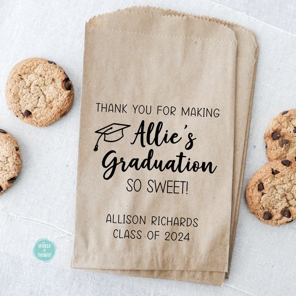 Graduation Favor Bag - Custom Personalized Cookie Bags - Sweet Graduation Paper Treat Bags for New Grads