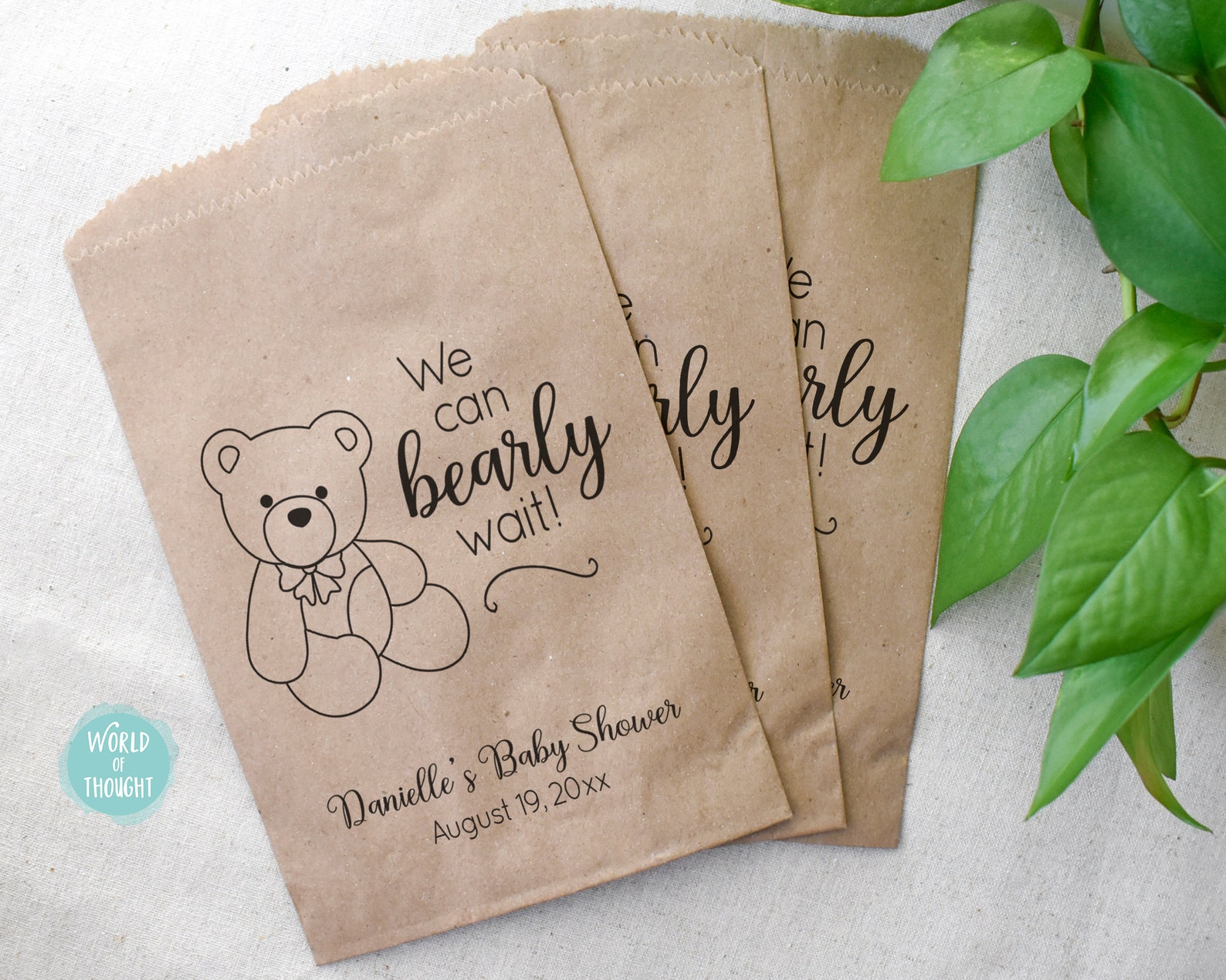 Baby Shower Favor Bags We Can Bearly Wait Bow Paper Cookie Etsy