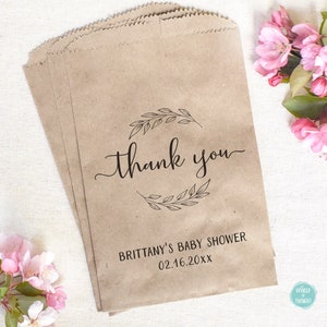 Wedding Bridal Shower Favor Treat Bag - Custom Personalized Thank You Bags - Paper Cookie Candy Bar Favor Bags for Wedding or Shower