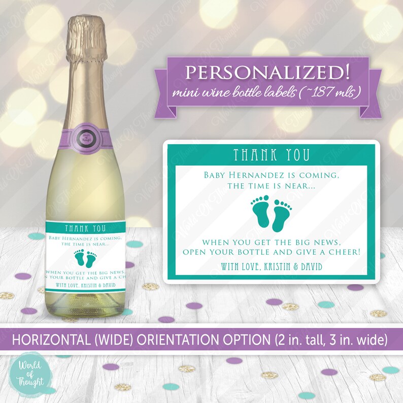 Baby Shower Party Favor Mini Wine Bottle Label Custom Etsy