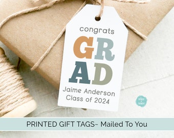 Personalized Graduation Gift Tags | Congrats Grad Custom Finished Cardstock Party Favor Gift Hang Tags