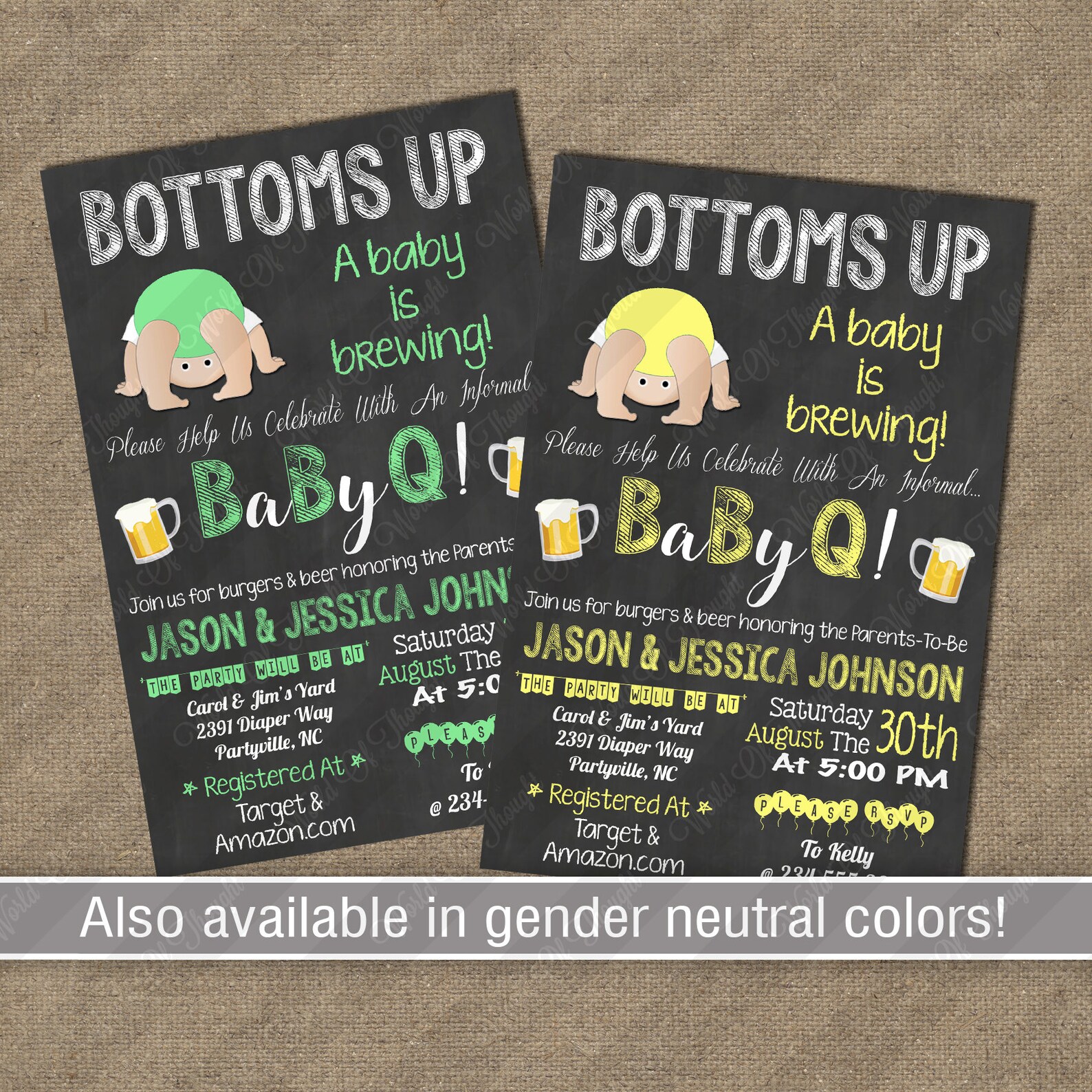 Bottoms Up Baby Shower Baby Q Babyque BBQ Invitation Etsy
