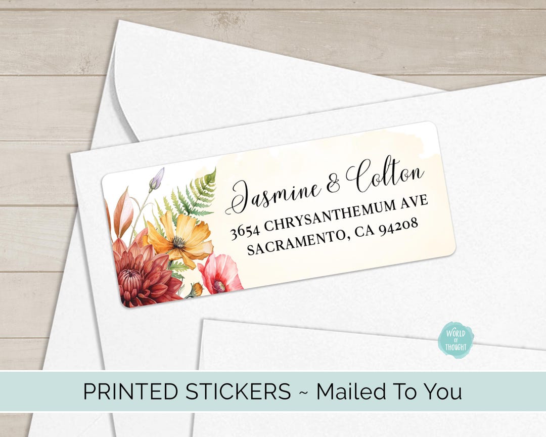 Fall Floral Return Address Labels | Custom Personalized Address ...