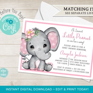 PRINTED Elephant Girl Flower Theme Baby Shower Water Bottle Label Wrap Personalized Water Bottle Labels WT002P image 7