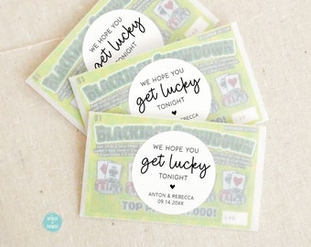 We Hope You Get Lucky Tonight Lotto Favor Stickers, Wedding Lotto Ticket Favors, Wedding Favors, Bridal Shower Favors