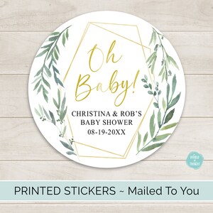 Oh Baby! Baby Shower Favor Stickers, Custom Personalized Round Circle Labels| Baby Sprinkle Party Favors