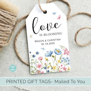Love is Blooming Wedding Favor Tags | Love In Bloom Bridal Shower Custom Cardstock Party Favor Gift Tags, Engagement Party Favors 101W