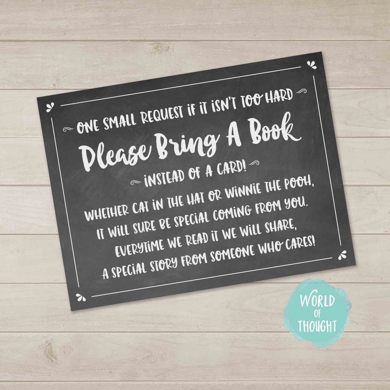 Please bring a book instead of a card insert card for baby etsy