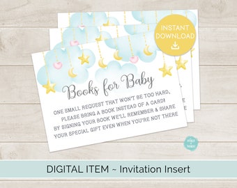 Please Bring a Book Instead of a Card Insert for Baby Shower Invitations - Library Card Twinkle Twinkle Little Star Theme Gender Neutral DIY