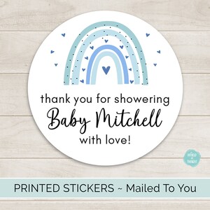 Baby Shower Favor Stickers, Boho Rainbow Personalized Round Circle Favor Labels | Baby Sprinkle Thank You Sticker
