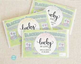 Lucky In Love Favor Stickers, Wedding Lotto Ticket Favor Stickers, Wedding Favors, Bridal Shower Favors