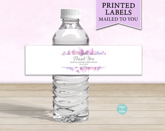 PRINTED Watercolor Butterfly Baby Shower Water Bottle Wrap - Personalized Water Bottle Label Butterfly Baby Shower Baby Sprinkle Favor WT004
