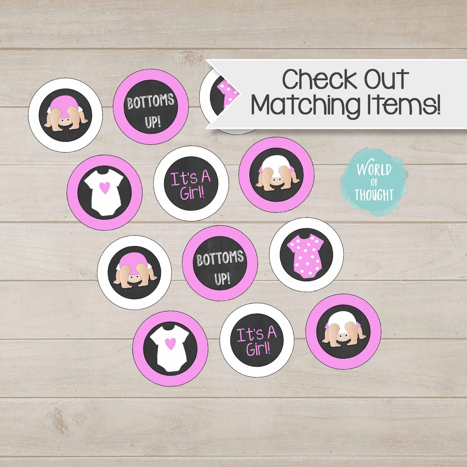 Bottoms Up Baby Shower Baby Q BBQ Cupcake Toppers Confetti Etsy