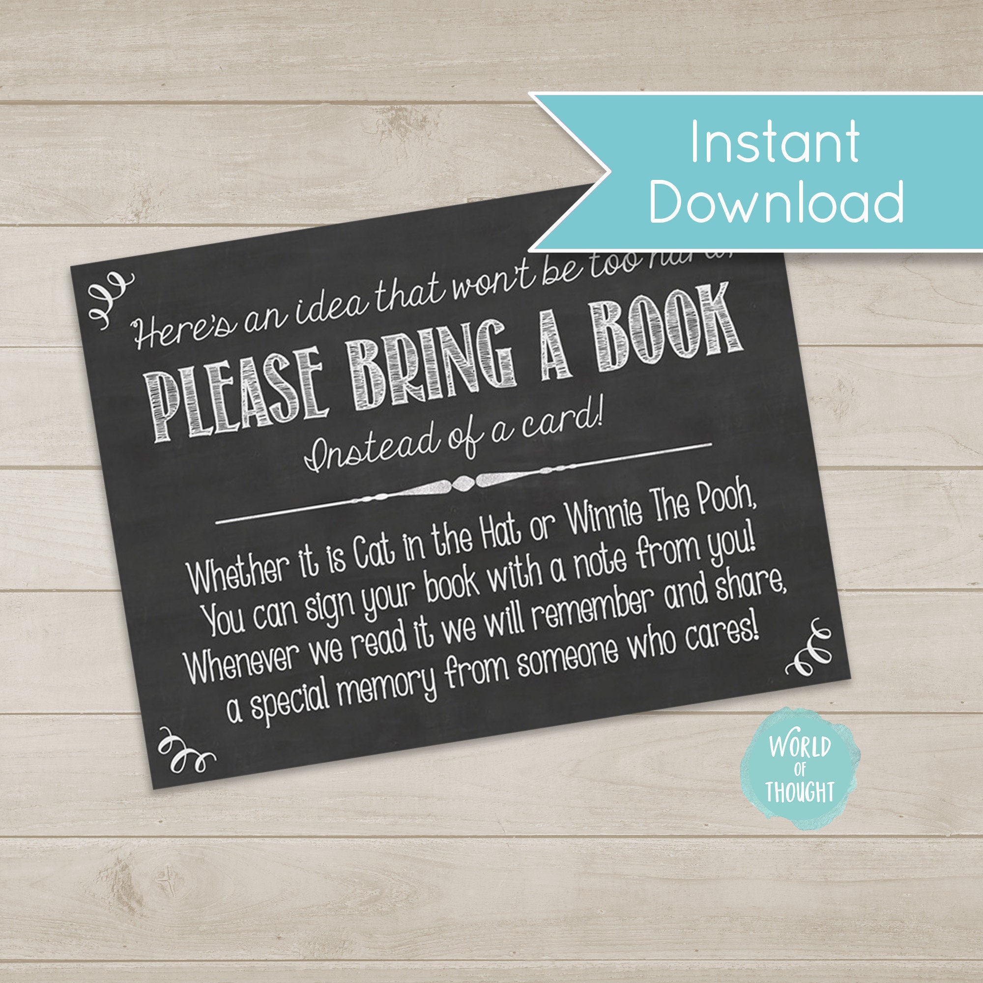 Please Bring a Book Instead of a Card Insert for Baby Shower Etsy