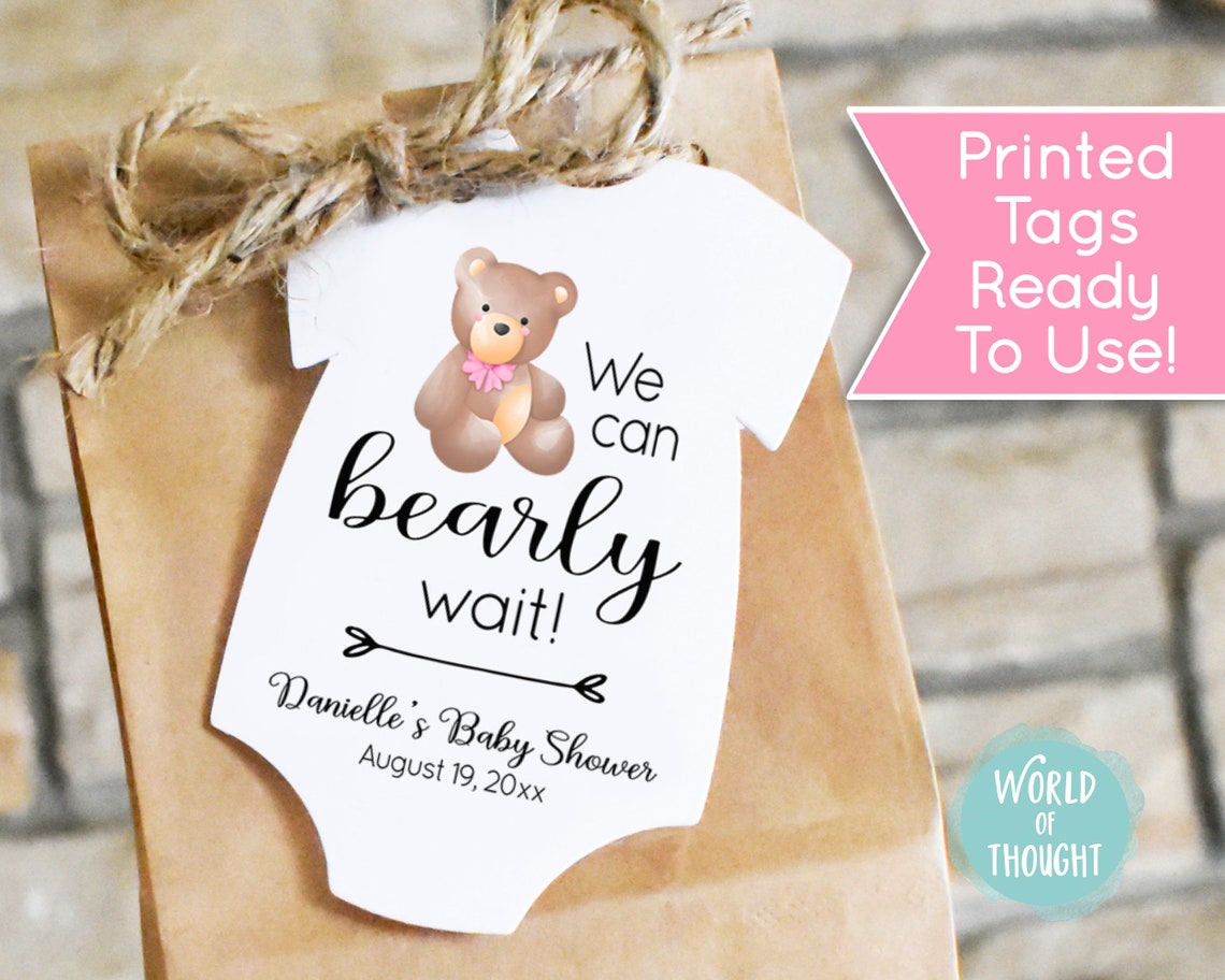 Personalized We Can Bearly Wait Theme Baby Shower Tags Pink Etsy