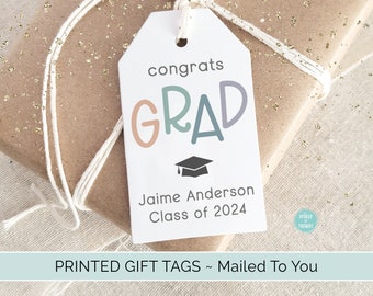 Personalized Graduation Gift Tags | Congrats Grad Custom Finished Cardstock Party Favor Gift Hang Tags