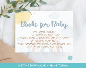 DIGITAL hier kommt der Sohn Einsatz für Babyparty-Einladungen - Babys erste Bibliothek, bitte bringen Sie eine Buch Karte druckbare sofortiger Download