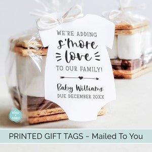 S&#39;more Love Baby Shower Favor Tags | We&#39;re Adding S&#39;more Love To Our Family Custom Personalized One Piece Cardstock Party Favor Gift Tags