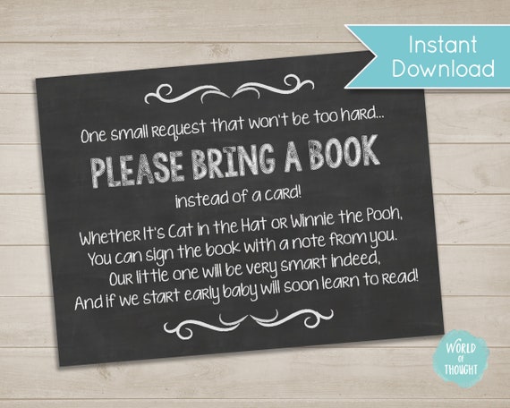Baby Shower Invite Insert bring book Instant Download Vintage Floral