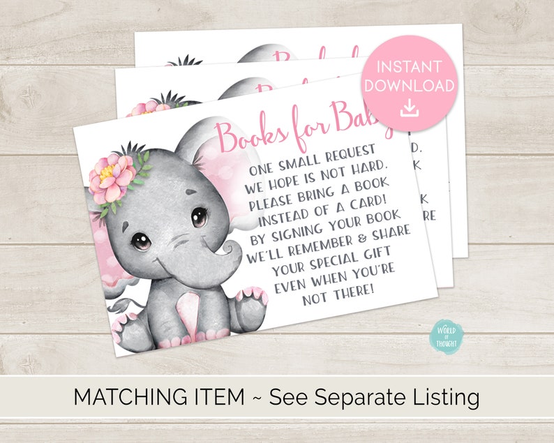 Baby Elephant Baby Shower Favor Labels, Custom Personalized Baby Shower Hand Sanitizer Favor Stickers Pink Flower Baby Girl Shower WT002P image 5