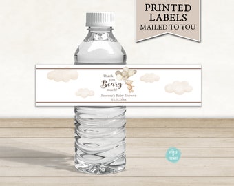 PRINTED We Can Bearly Wait Theme Baby Shower Water Bottle Label Wrap - Personalized Water Bottle Labels