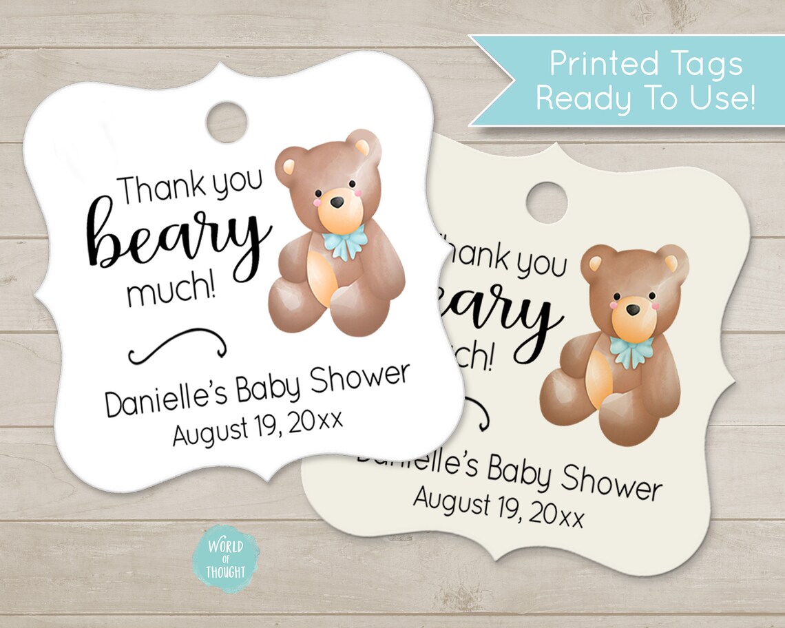 Personalized Blue Baby Boy Teddy Bear Gift Tags Custom Etsy