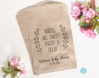 Baby Shower Favor Bag - Custom Personalized Babies Are Sweet Enjoy a Treat Bag - Paper Cookie Candy Bar Treat Bags for Baby Sprinkle