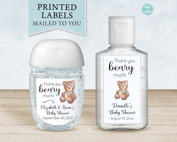 Teddy Bear Baby Shower Favor Labels, Custom Personalized Baby Shower Favor Stickers| Thank You Beary Much Baby Sprinkle Favor