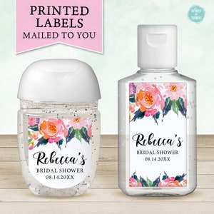 Watercolor Flower Bouquet Bridal Shower Favor Labels, Custom Personalized Wedding Shower or Baby Shower Favor Stickers