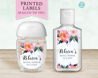 Watercolor Flower Bouquet Bridal Shower Favor Labels, Custom Personalized Wedding Shower or Baby Shower Favor Stickers