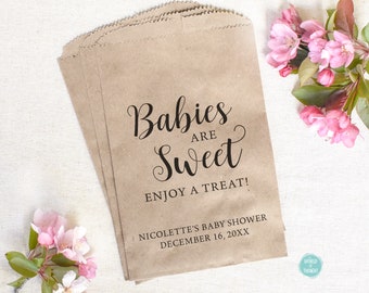 Baby Shower Favor Bags - Babies Are Sweet Enjoy A Treat Paper Cookie Candy Bar Treat Bags for Baby Boy Baby Girl Baby Shower Baby Sprinkle