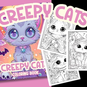 Descarga instantánea Creepy Cute Animals Libro para colorear Libro para colorear en escala de grises Creepy Kawaii Libro para colorear 30 páginas PDF imprimible