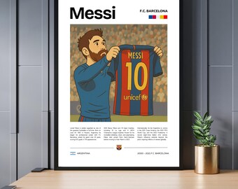 Messi Barcelona Barca Argentina Poster, Soccer Art Printable, Ghibli Modern, Soccer Gifts, Sports Poster, Football Poster, Soccer Wall Art