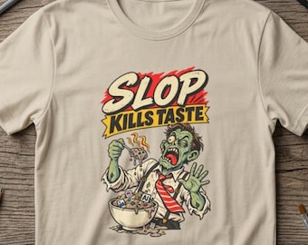 Zombie Graphic Shirt Brains Shirt, Anti Ai Slop Humor Tee, Halloween Party Costume, Graphic Designer Present Nerdy