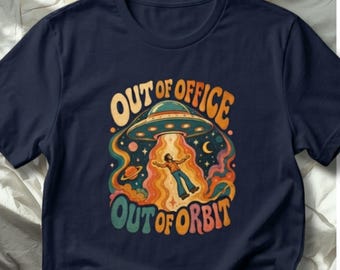 Funny Alien Abduction Work Shirt, Retro Space Tee, Office Burnout Coworker Gift, Nerdy Sci Fi Humor Top