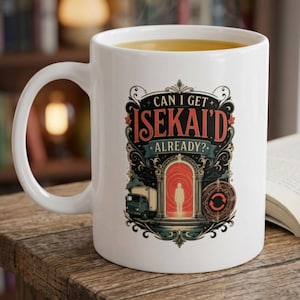 Anime Office Worker Mug, Isekai Fan Coffee Cup, Fantasy Gift for Manga Lovers, Career Plan Humor
